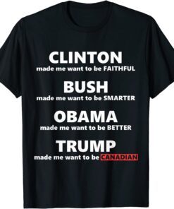 Trump Makes Me Want To Be Canadian Anti Trump Political Tee Shirt