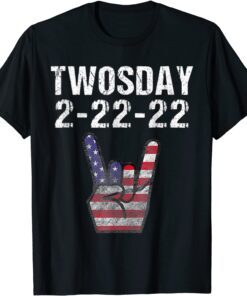 Twosday 02-22-2022 Tuesday February 2nd 2022 Date USA Flag Tee Shirt