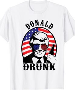 US Flag Trump 4th Of July Donald Drunk Beer Drinking Tee Shirt