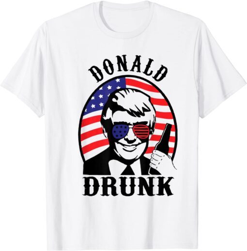 US Flag Trump 4th Of July Donald Drunk Beer Drinking Tee Shirt