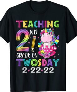 Unicorn Teaching 2nd Grade On Twosday Teacher Student Tee Shirt