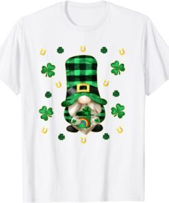 Unique Gnome St. Patricks Day - Cute Buffalo Plaid Shamrock Tee Shirt