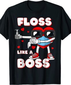 Valentines Day Floss Like A Boss Heart In A Mask Tee Shirt