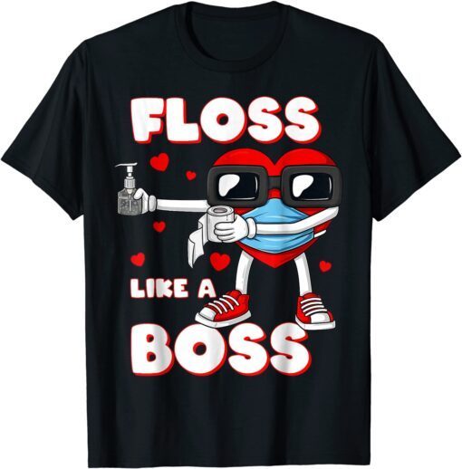 Valentines Day Floss Like A Boss Heart In A Mask Tee Shirt