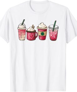 Valentines Drinking Coffee Heart Tee Shirt