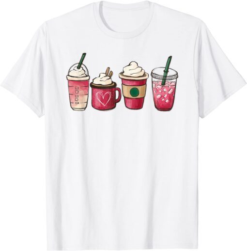 Valentines Drinking Coffee Heart Tee Shirt