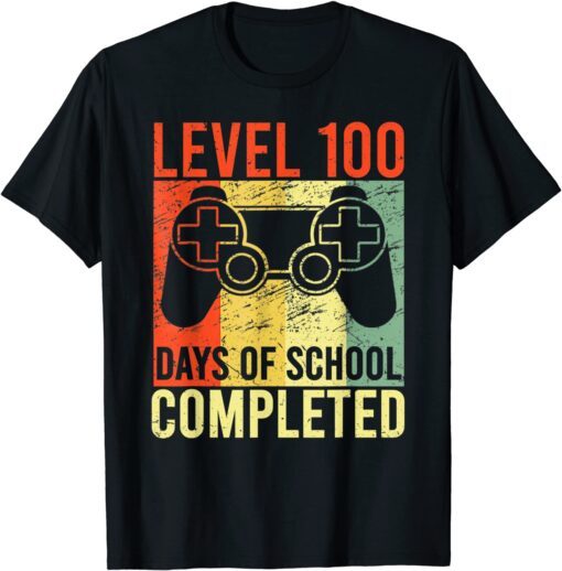 Video Gamer 100th Day Teacher 100 Days of School Completed Tee Shirt