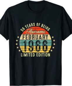 Vintage February 1966 56Th Birthday 56 Year Old Tee Shirt