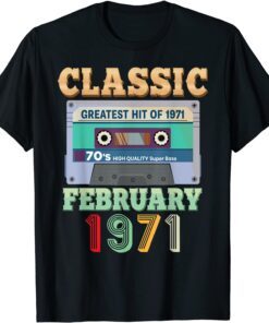 Vintage February 1971 51st Birthday 51 Years Old Cassette Tee Shirt