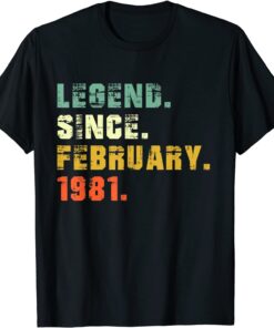 Vintage Legend Since February 1981 41st Birthday Tee Shirt