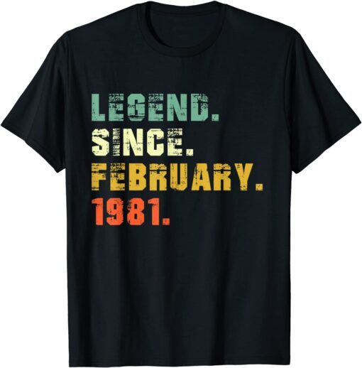 Vintage Legend Since February 1981 41st Birthday Tee Shirt