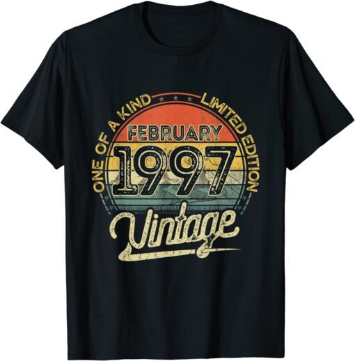 Vintage Retro February 1997 25th Birthday 25 Years Old T-Shirt