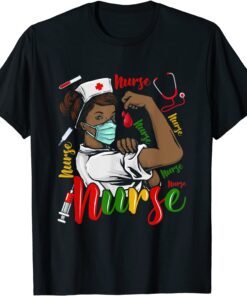 African American Nurse Black History Month Pride Black Tee Shirt