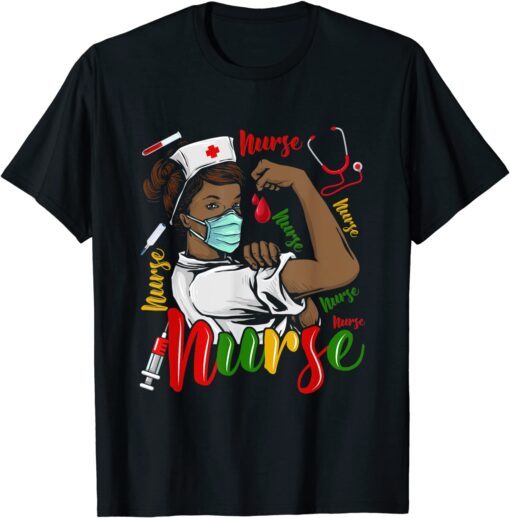 African American Nurse Black History Month Pride Black Tee Shirt