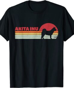 Akita Inu Retro Vintage Akita Inu Dog Mom Dad Dog Pet Lover Tee Shirt