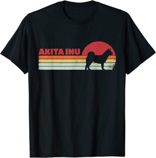 Akita Inu Retro Vintage Akita Inu Dog Mom Dad Dog Pet Lover Tee Shirt