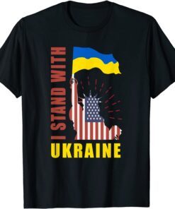 America for Ukraine - Proud Ukrainian American Flag Tee Shirt