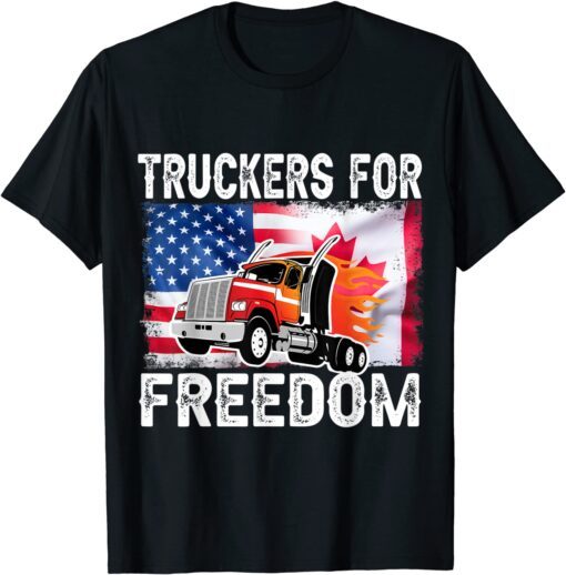 American Canada Flag Freedom Convoy 2022 Truck Driver Tee Shirt