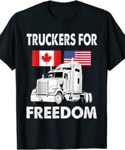 American Flag Canada Flag Freedom Convoy 2022 Truck Driver Tee Shirt