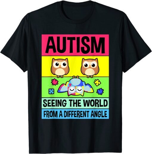 Autism Support Shirt Puzzle Piece Austim Awareness Owl Tee Shirt