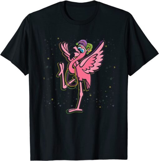 Beads & Mask Mardi Gras Flamingo Carnival Party T-Shirt