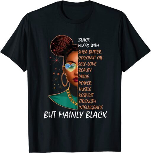 Black Afro Woman Melanin Girl Black History Month Motivation Tee Shirt