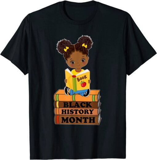 Black History Month Girl Reading Book African Pride Melanin Tee Shirt