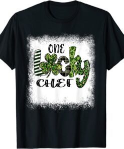 Bleached St Patricks Day Leopard One Lucky Chef Tee Shirt