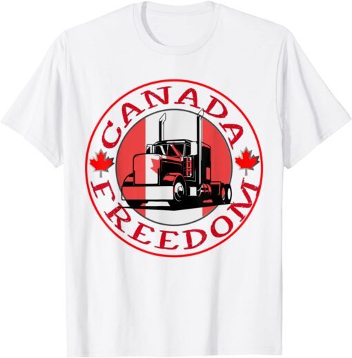 Canada Flag Freedom Convoy 2022 Canadian Trucker Maple Leaf Tee Shirt