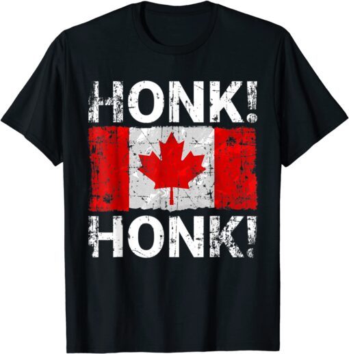 Canada Freedom Convoy 2022 Truckers Honk! Honk! Distressed Tee Shirt