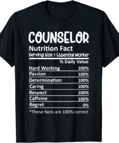 Counselor Nutrition Facts Counseling Guidance Tee Shirt