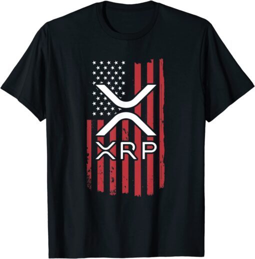 Crypto Currency XRP Ripple Internet Money American Flag Tee Shirt
