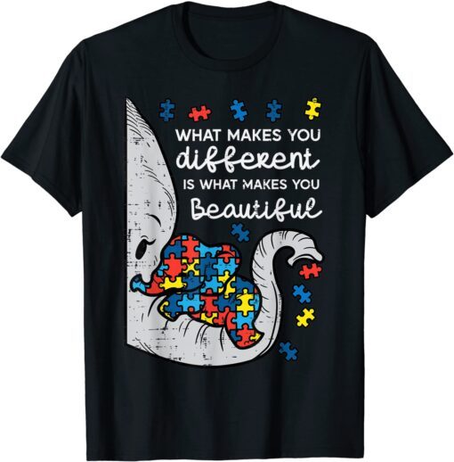 Elephant What Makes You Different Autism Awareness Tee Shirt