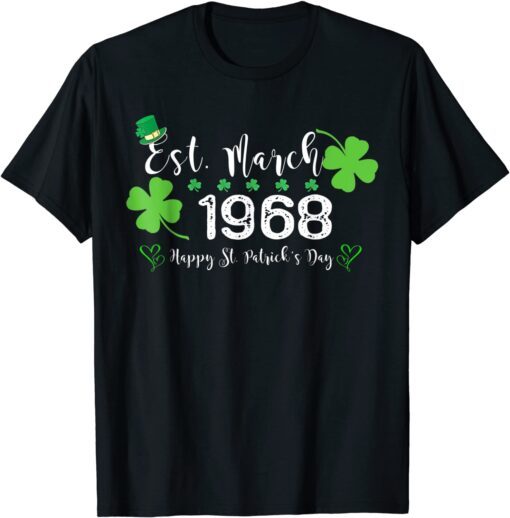 Est. March 1968 54 Year Old Birthday St. Patrick's Day T-Shirt