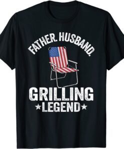 Father Husband Grilling Legend Grillfather American Flag BBQ Tee Shirt