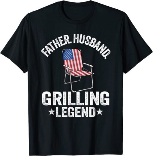 Father Husband Grilling Legend Grillfather American Flag BBQ Tee Shirt