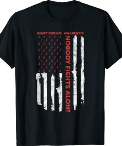 Fight Heart Disease Awareness Month American Flag Tee Shirt