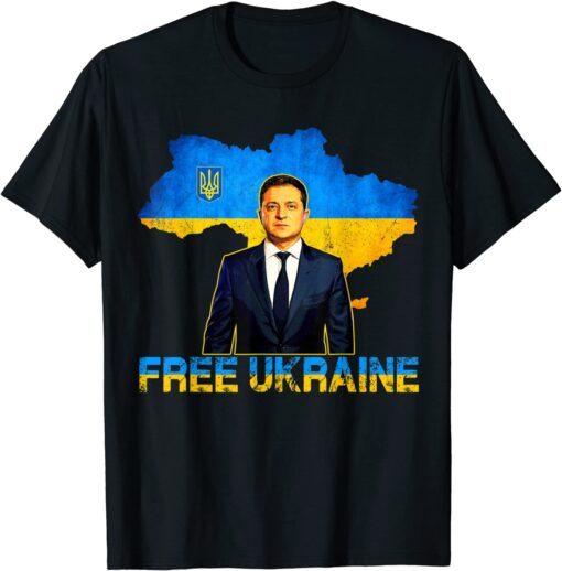 Free Ukraine I Stand With Ukraine Volodymyr Zelensky Support Peace Ukraine T-Shirt