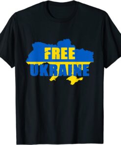 Free Ukraine Ukrainian Flag Ukraine Map I Stand With Ukraine Tee Shirt