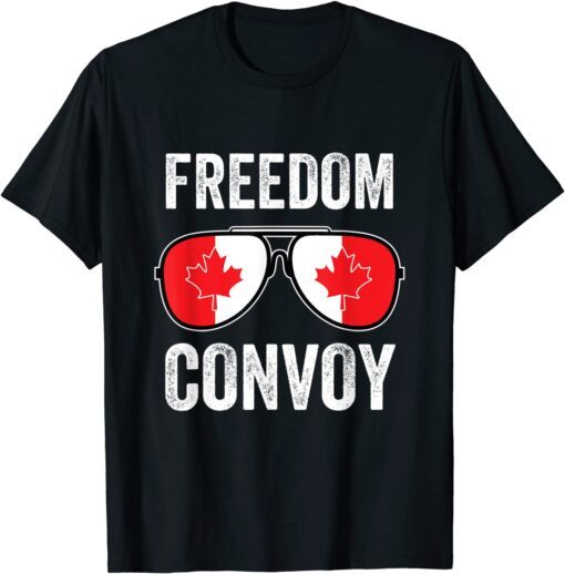 Freedom Convoy 2022 - Canada Flag Sunglasses Tee Shirt