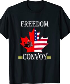 Freedom Convoy 2022 Canadian Trucker Maple Leaf Tee Shirt