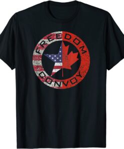 Freedom Convoy Canadian Trucker Canada US Flag Tee Shirt