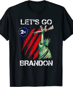 Gun American Flag Patriots Let's Go, Brandon 2nd Amendment Tee Shirt