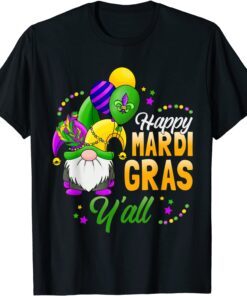 Happy Mardi Gras Yall Gnome Mardi Gras 2022 Beads Mask Tee Shirt