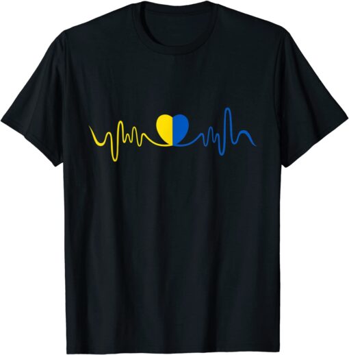 Heart Beat Ukrainian Flag Shirt I Stand With Herzschlag Peace Ukraine Shirt