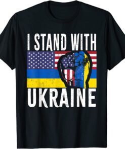 I Stand With Ukraine Flag American Flag Support Ukraine Shirt