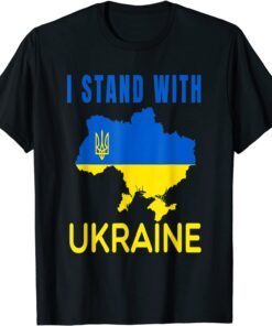 I Stand With Ukraine Flag Emblem Map Patriot Tee Shirt