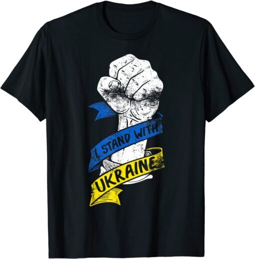 Stop War I Stand With Ukraine Flag Power Ribbon Support Ukraine Shirt