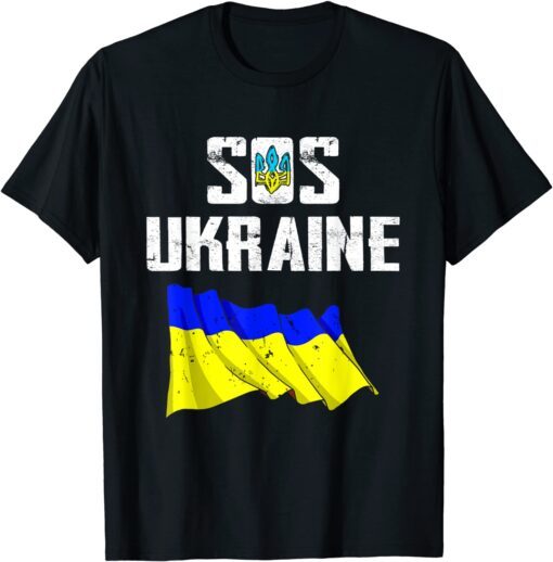 I Stand With Ukraine Flag - Support Free Ukraine Sos Ukraine Tee Shirt