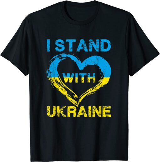 I Stand With Ukraine Heart Support Ukrainian Lover Free Ukraine T-Shirt